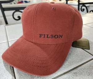 Gorra de leñador de lona con logotipo Filson sombrero rojo oxidado correa trasera ajustable nueva con etiquetas - Imagen 1 de 11