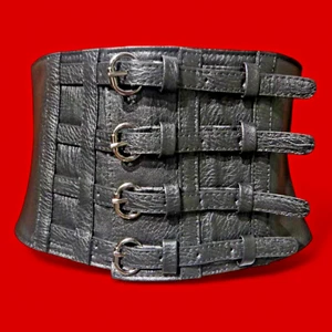 4-BUCKLE ELASTIC WAIST CINCHER corset belt XS S wide gothic witch vampire Y5 - Picture 1 of 6