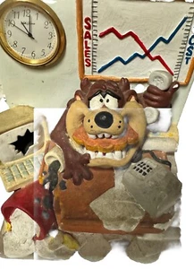 Vtg Looney Tunes Tazmanian Devil Seth Thomas Clock Desk Bookend 1994 Warner Bros - Picture 1 of 14