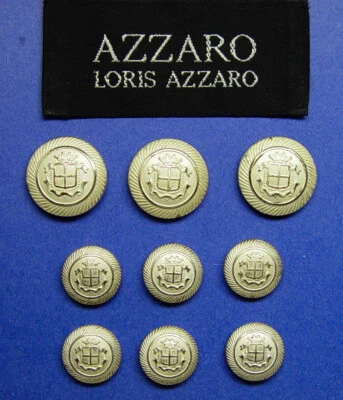 AZZARO LORIS AZZARO Set of 9 Silver Tone Metal Buttons with off white stain-over - Image 1 of 4