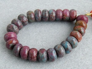 12mm. Natural Ruby Zoisite Smooth Rondelle Gemstone Beads 6.5" - Picture 1 of 3