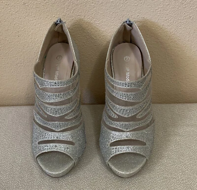 Excelente Zapatos de Moda Top de Stiletto Dorado Brillante Talla 7 Cremallera Espalda Tacón Alto Foto 1 de 4