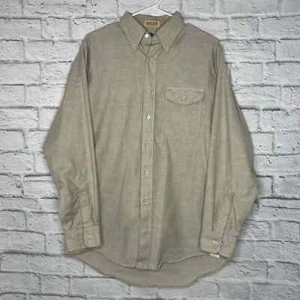 LL Bean Adult Shirt 16-34 Tan Cotton Polyester Long Sleeve Button Down Dress Men - Picture 1 of 4