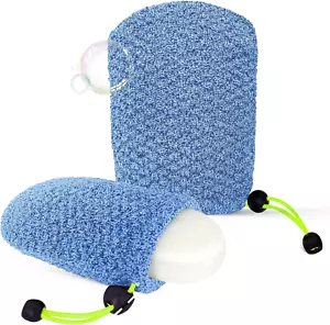 Exfoliating Soap Bag for Shower 2 Pieces - Bar Soap Saver Pouch, Bamboo Body Scr - Picture 1 of 12