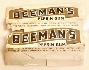 Vintage BEEMAN'S PEPSIN Opened Gum Wrapper - Picture 1 of 2