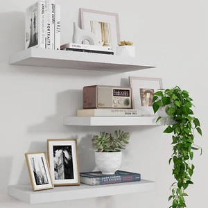 Juego de 3 Repisas Estantes Flotantes De Pared Blancas Madera Para Cocina Cuarto Sala - Imagen 1 de 13