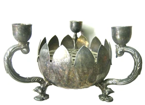 Vintage Hand Made Silver Tone Candle Stick Holder / Rose Holder - Imagen 1 de 4