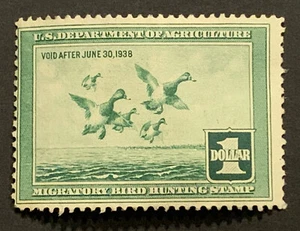 Travelstamps: 1937 US Stamps Scott # RW4 Scaup Ducks Mint Original Gum - Picture 1 of 6