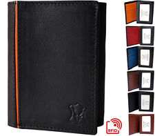 Mens Leather Wallet Trifold RFID  12 Card Holder Window ID Gift Box Personalised