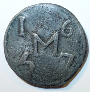 Jeton / Méreau religieux M Marie?, 1657, rare !! - Picture 1 of 2