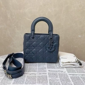 Small Lady Dior My ABCDior Bag. Blue Ultra matte Cannage Calfskin - Picture 1 of 21