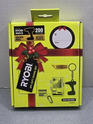 RYOBI 3 peças conjunto de presente de Natal com broca e brocas de driver e chaveiro de colecionador - Imagem 1 de 4