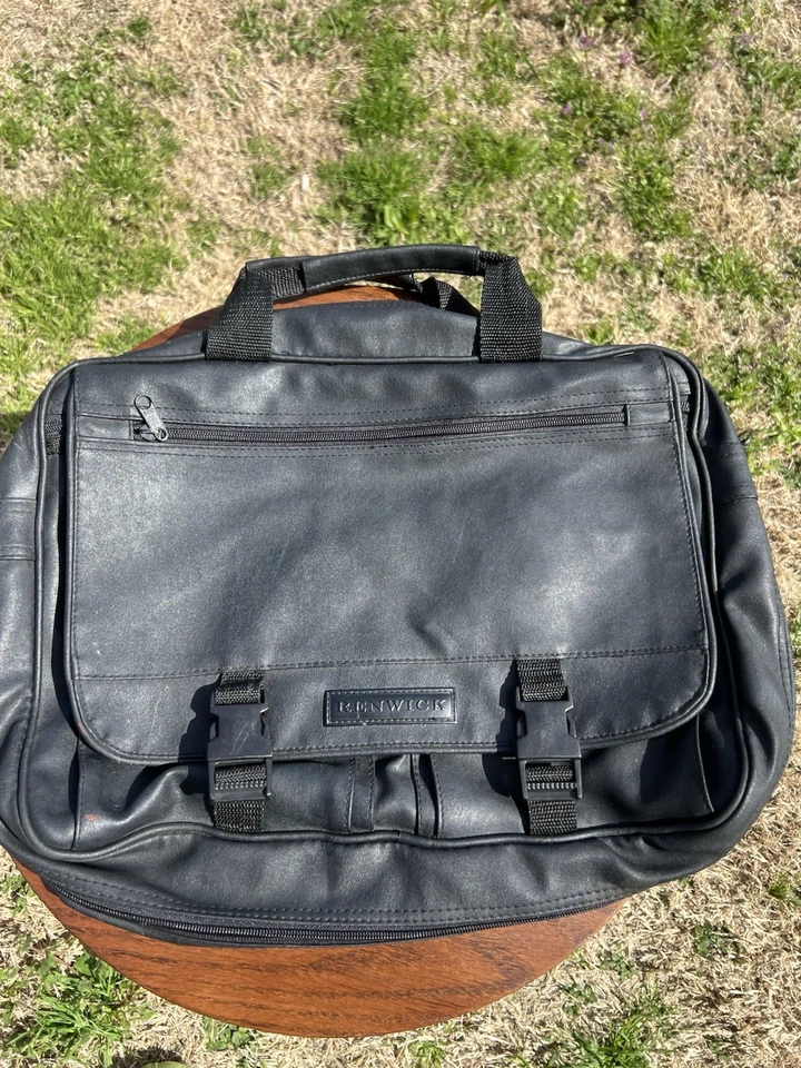 Maletín de cuero negro suave Renwick para computadora portátil bolsa de mensajero almacenamiento  Foto 1 de 4