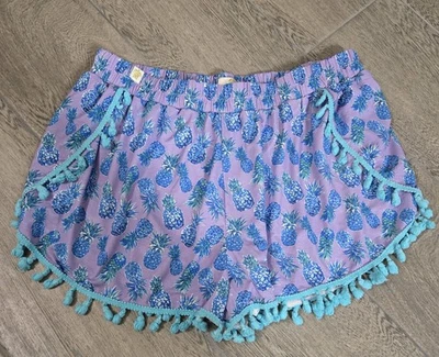 Simply Southern Women's Beach Cover Up Shorts Pineapple Tassel Trim Boho L/XL - Image 1 of 3