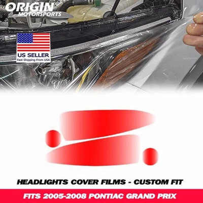 PreCut Headlights Clear Covers Bra Film Kit PPF Fits 2005-2008 GRAND PRIX - Image 1 of 4