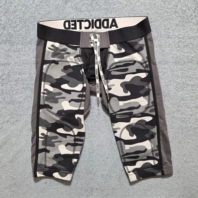Addicted Men's Gray Fetish Army Camouflage Shorts Size L Stretch Elastic Waist - Image 1 of 4