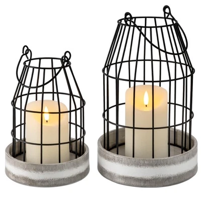 Farmhouse Lantern Decor 2PCS Modern Candle Metal Rustic Holder Home Decorations - Imagem 1 de 4