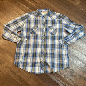 Camisa a Presión Wrangler Perla Para Hombres 2XL Gris Azul A Cuadros Vaquero Occidental Rodeo Preppy - Imagen 1 de 14