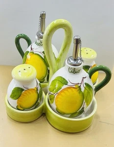 Bassano pottery: Set Of 4 O+A+S+P Lemon Pattern .Made/Painted by hand-Italy - Picture 1 of 4