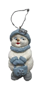 Vintage Zugabe Snow Buddies Tante Kristall weiß Schneemann blau Mütze & Schal 2,75" - Bild 1 von 6