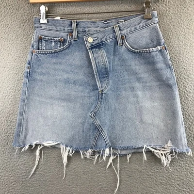 Falda vaquera AGOLDE entrecruzada envejecida azul deshilachado jeans para mujer talla 27 Foto 1 de 4