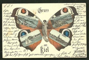 Kieler Frau Schmetterling Kriegshafen) Schleswig-Holstein Deutschland Briefmarke 1905 - Bild 1 von 1
