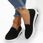 Ladies Comfortable Casual Sneakers Solid Mesh Slip on Lightweight (Black 38)
