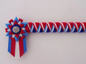 Cinta de cejas de piedra angular de lujo rojo azul blanco - que muestra diadema de terciopelo - Imagen 1 de 4