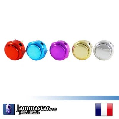 Boutons Arcade Compatibles / copies SANWA OBSF-30 Chromés - push buttons