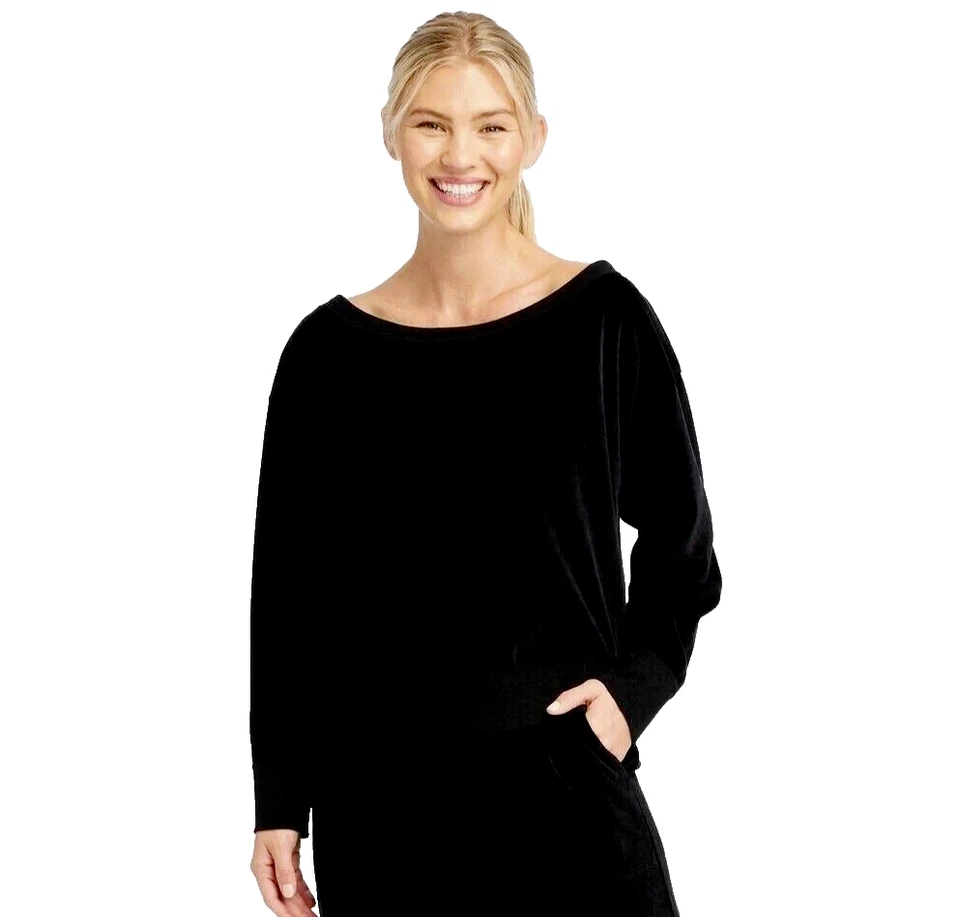 JoyLab Women's Velour Sweatshirt Black Size XL