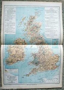 Original 1884 Physical & Economic Map of The British Isles by Drioux & Leroy - Picture 1 of 3