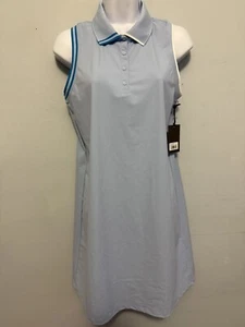 G/FORE G4 WOMEN'S COLLARED SHIRT DRESS SLEEVELESS PIQUE GOLF SMALL BLUE NEW NWT - Picture 1 of 6
