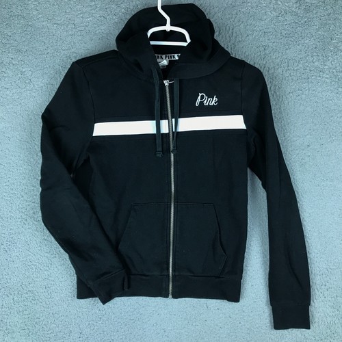 UNDERCOVER Felpa con cappuccio ROSA Victoria Secrets donna full zip manica lunga pile nero taglia XS