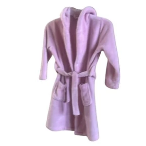 Pottery Barn Kids Flame Resistant Pink Hooded Soft Robe Girls Med Pockets Medium - Picture 1 of 12