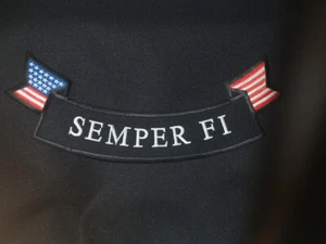 USMC "SEMPER FI"  Rocker with US Flag approx 12 inches wide - Picture 1 of 2
