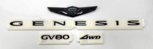 Emblema trasero delantero negro brillante 4 piezas para Genesis GV80 2021 2022 2023 - Imagen 1 de 1