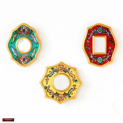 Peruvian Decorative Gilded Wall Mini Mirror 4" set of 3 for wall home decor - Image 1 of 4