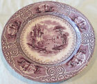 Antique 10 1/4" Round Scenic Dinner Plate With Purple On Cream