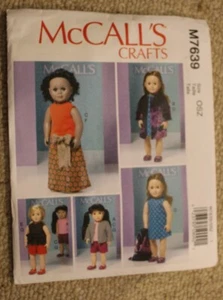 Ropa para muñeca de 18" abrigo vestido falda top McCall's M7639 patrón artesanal de costura sin cortar - Imagen 1 de 3