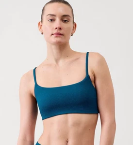 Athleta Scoop Pique Bikini Swim Top | Coastal Teal Pique Small #823859 NEW - Picture 1 of 2