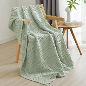 100% Cotton Waffle Weave Throw Blanket, Soft Lightweight Breathable Cozy Throws - Picture 1 of 6