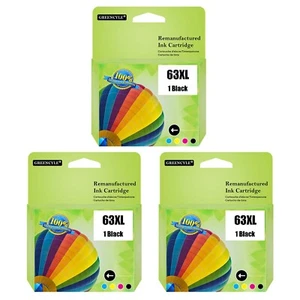 3x 63XL schwarze Tinte für HP 63 XL 63XL ENVY 4510 4511 4512 4520 4521 DeskJet 3638 - Bild 1 von 10