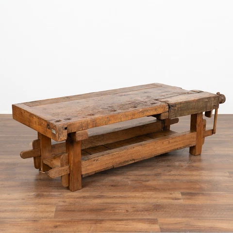 Rustic Coffee Table Old Work Table, Hungary circa 1890 Cover