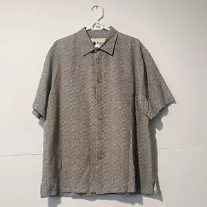 Vintage Silk Circa 1969 Mens Shirt Size XL Grey Check Short Sleeve Button Up - Picture 1 of 6