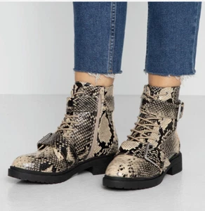 Miss Selfridge Snake print Wide Fit platform Ankle Boots UK 4 Eur 37 US 6.5 - Picture 1 of 11