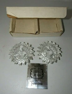 FOSTORIA EARLY AMERICAN LEAD CRYSTAL STARBURST 2 PC CLEAR TAPER CANDLE HOLDERS - Picture 1 of 7