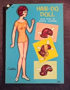 LIBRO DE MUÑECAS JACKIE DE PAPEL HAIR DO MUÑECA LOWE 1894 SIN CORTAR C. DÉCADA DE 1960 - Imagen 1 de 3