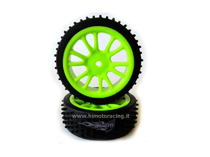 RUOTE COMPLETE CERCHI VERDI ANTERIORI BUGGY 1:16 TIRE AND RIM 85007G 2 PZ HIMOTO - Immagine 1 di 1