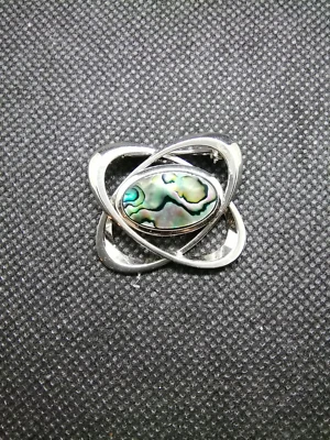 Wunderbare Vintage Abalone Brosche Anstecker Perlmutt Schleife Stahl silber 3 cm - Bild 1 von 3