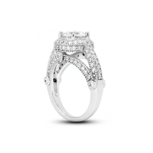 Anillo de compromiso con halo de platino certificado diamantes extraídos tierra redonda G/SI1 4,18 quilates - Imagen 1 de 6